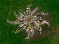 Drawing viewed from helicopter c. 500ft up, c. 90ft diameter, Foraged natural materials